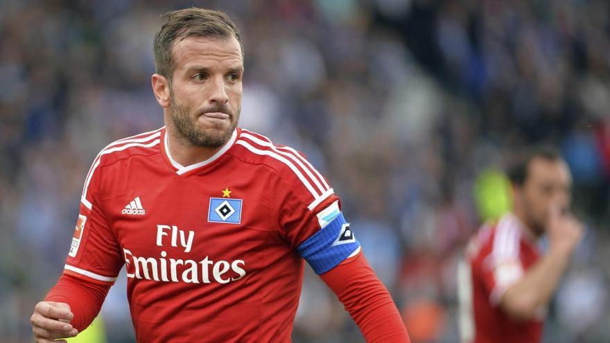 Van der Vaart durante un partido con el Hamburgo.