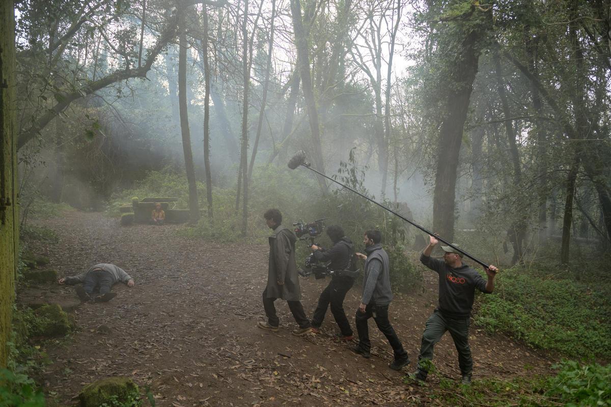 Un momento del rodaje de ‘El jardinero’