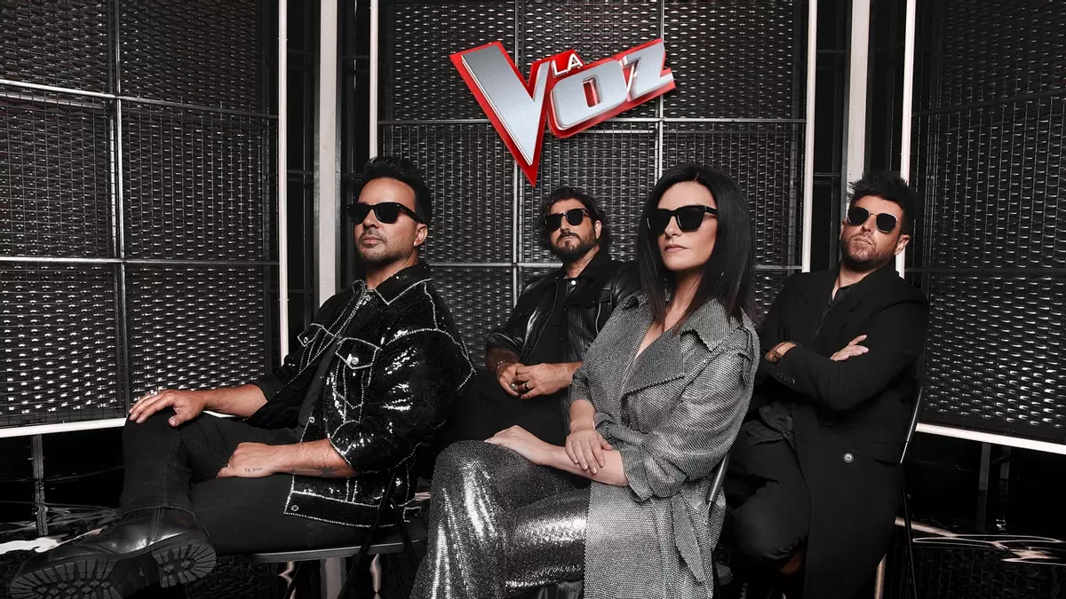 Luis Fonsi, Antonio Orozco, Laura Pausini y Pablo López, en una foto promocional de 'La voz'