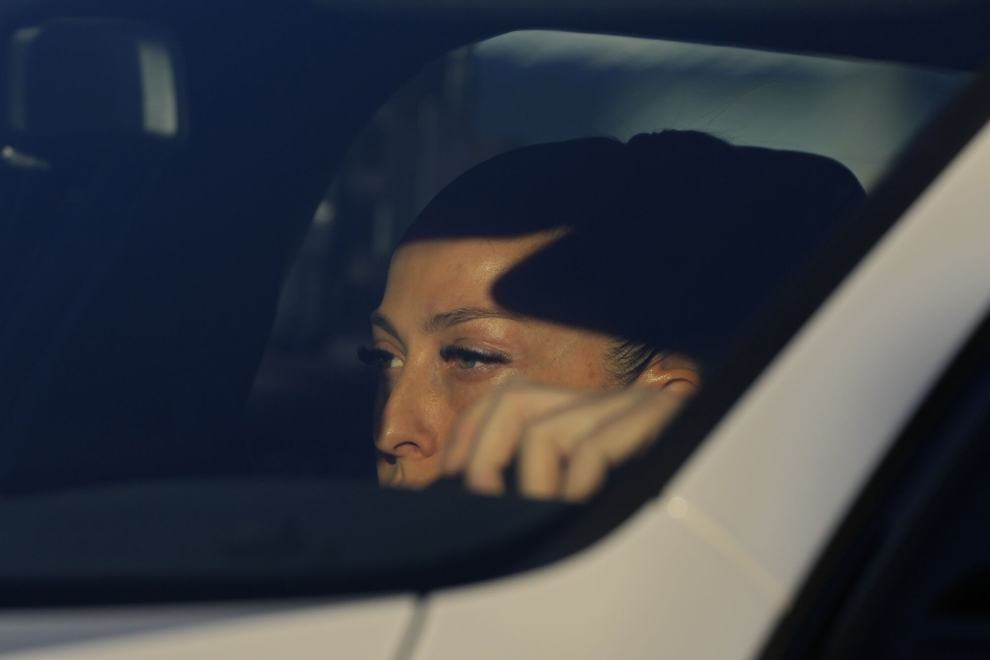 Soccer player Jenni Hermoso arrives at a court on the outskirts of Madrid, Spain, Monday Feb. 3, 2025 to appear as a witness during the trial of former president of Spain's soccer federation Luis Rubiales for his unsolicited kiss on Jenni Hermoso. (AP Photo/Manu Fernandez) Associated Press/LaPresse. EDITORIAL USE ONLY/ONLY ITALY AND SPAIN