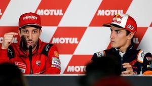 Andrea Dovizioso protagonizó intensas batallas en pista con Marc Márquez