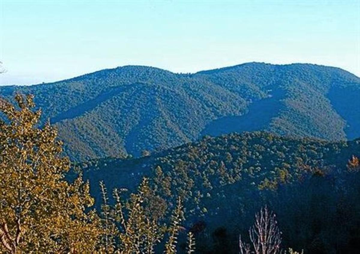 Una imatge de la serra del Montnegre a l’esquerra, i la costa del Maresme vista des del castell de Burriac.