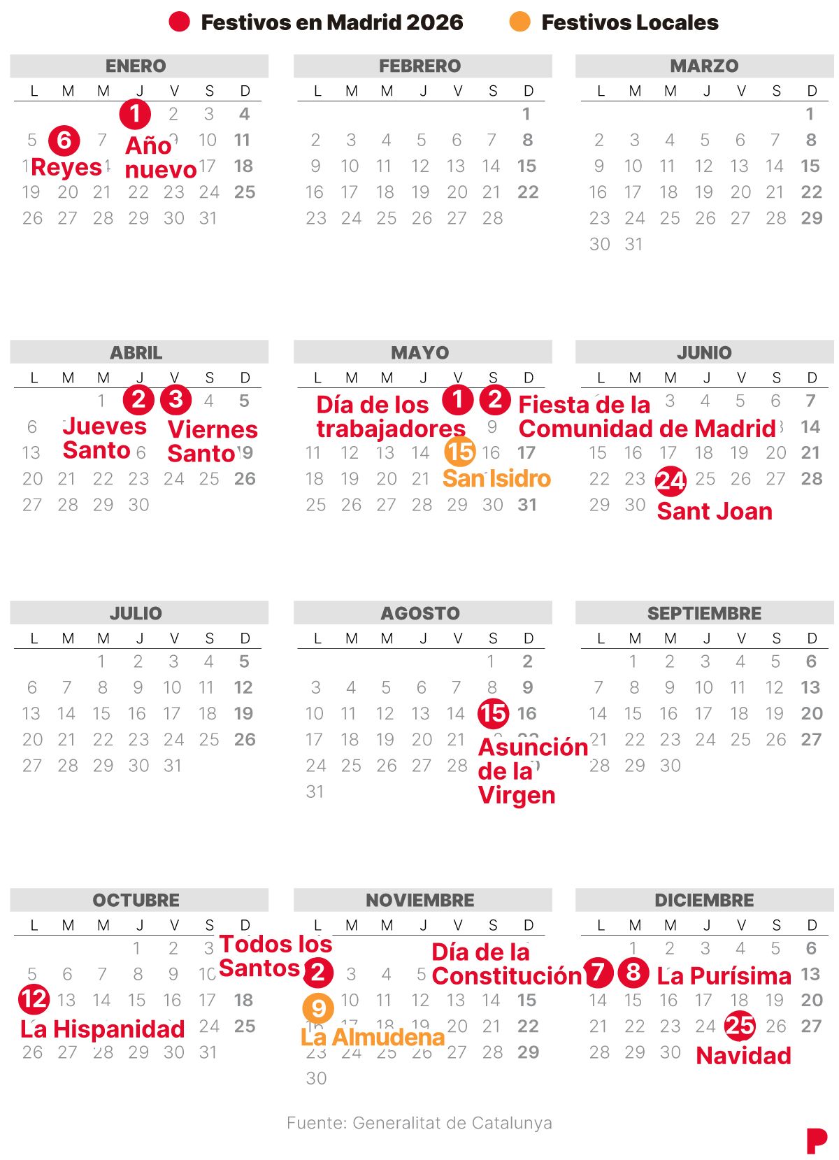Calendario Laboral Madrid 2026