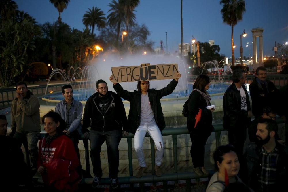 People take part in a protest against the ...