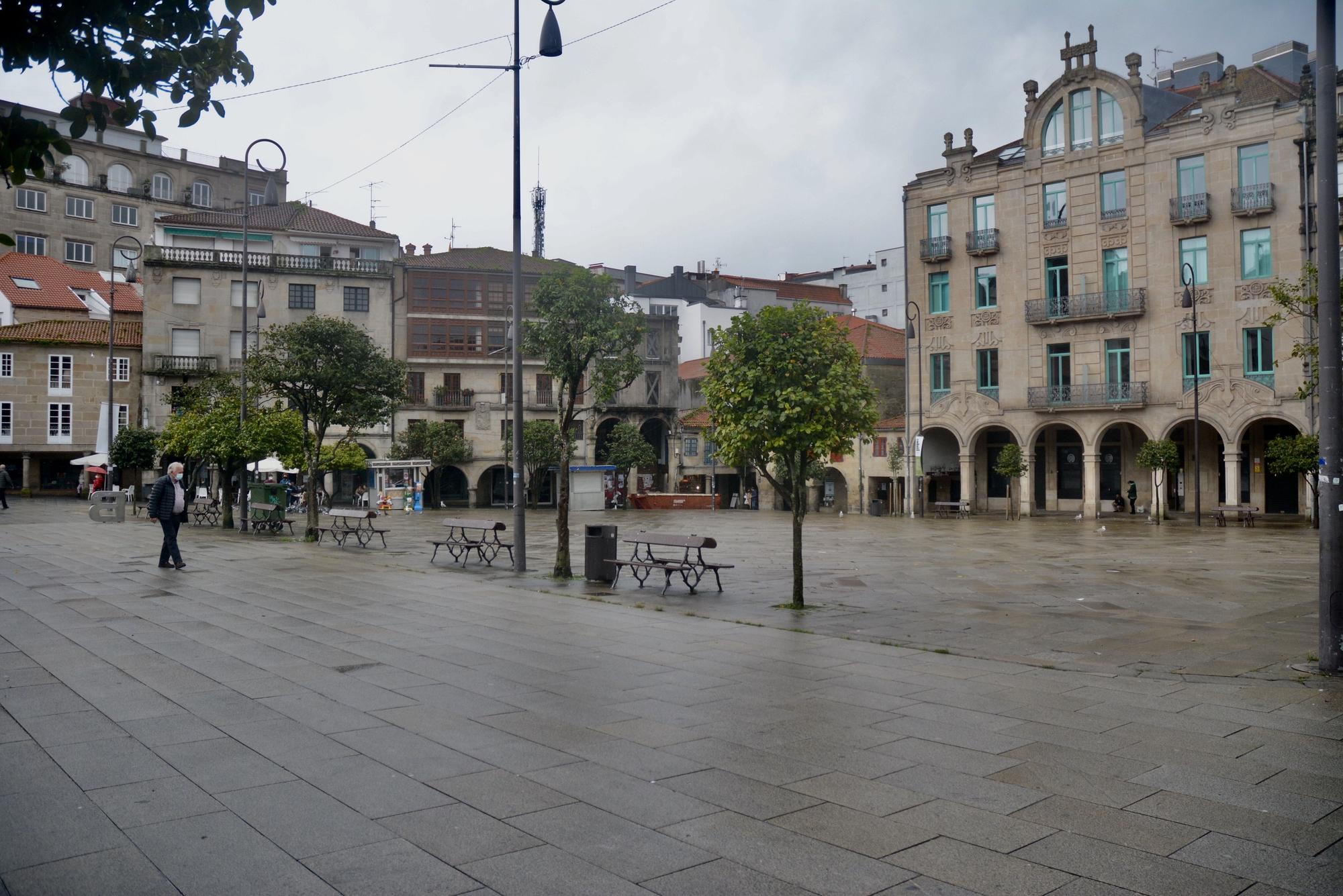 El confinamiento perimetral vacía las calles de Pontevedra