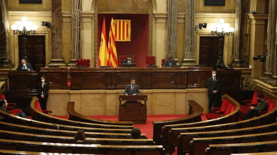 Intervenció del vicepresident de la Generalitat amb funcions de president, Pere Aragonès, en un ple del Parlament