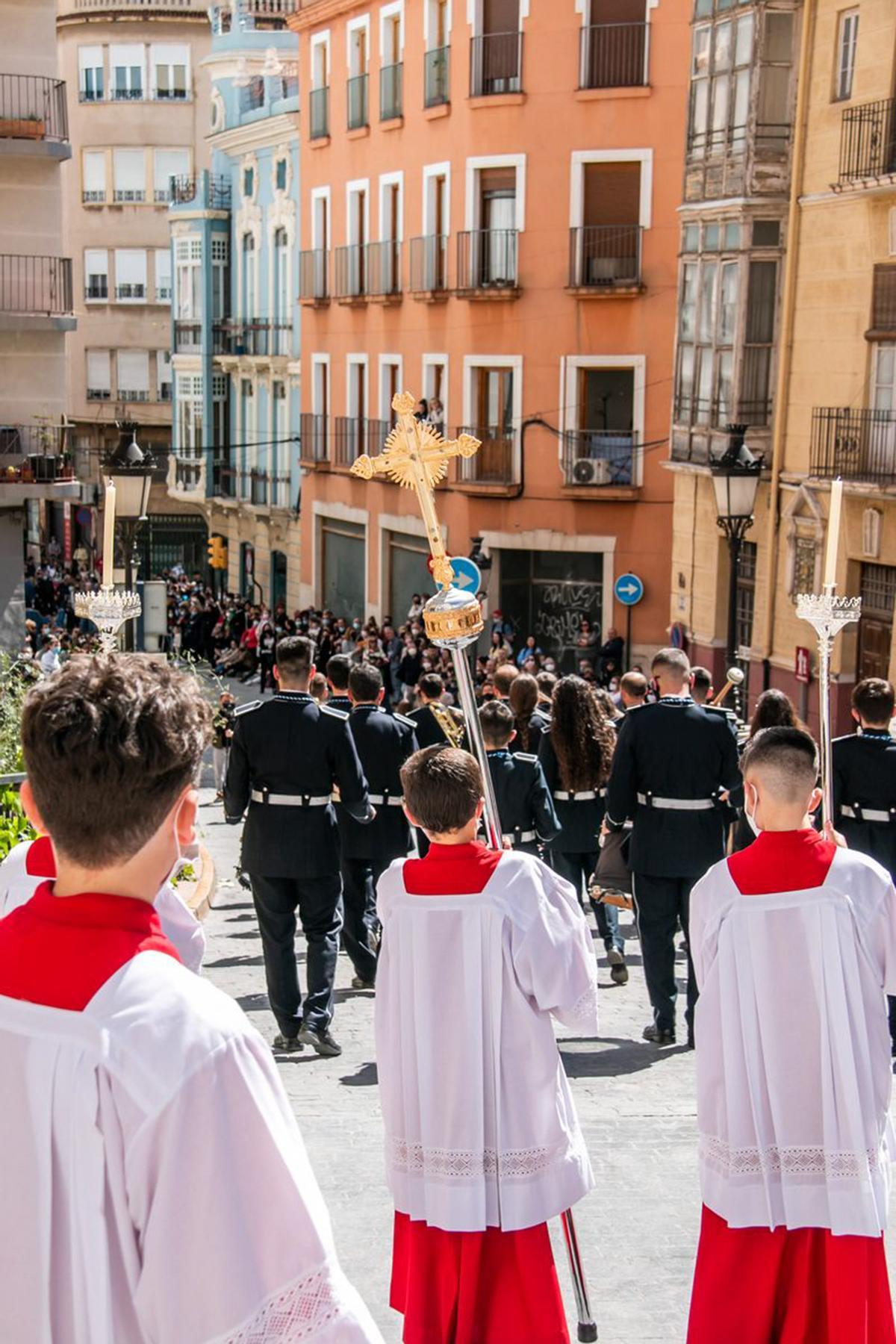 Desfile procesional de los alumnos del colegio Diocesano Oratorio Festivo de Orihuela