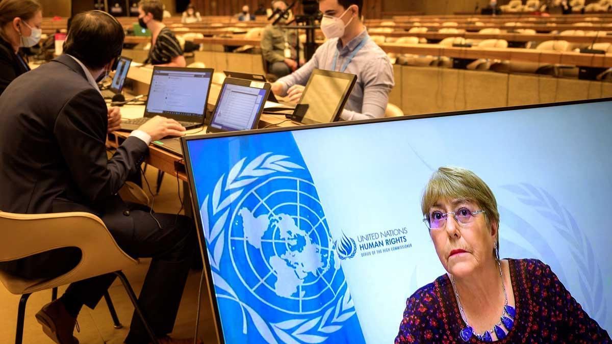 Comparecencia telemática de la Alta Comisionada de la ONU para los Derechos Humanos, Michelle Bachelet, en un consejo de emergencia para abordar la ofensiva israelí en Gaza.