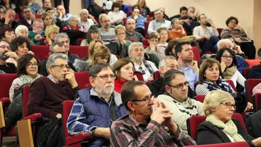 Encuentro con los militantes, ayer en el salón de actos de CC OO de València.