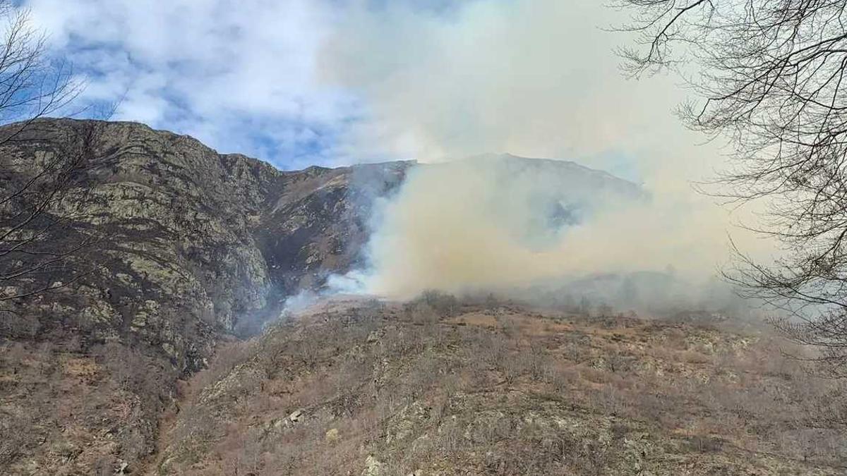 El incendio reactivado esta tarde en Canejan, Vall d'Aran.