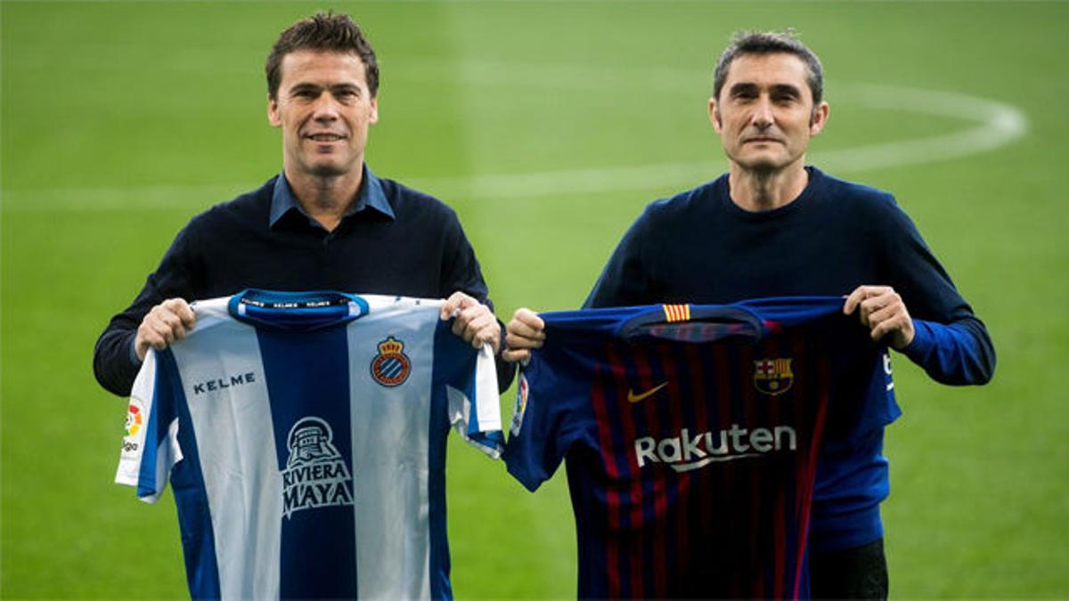 Valverde y Rubi posan antes del derbi