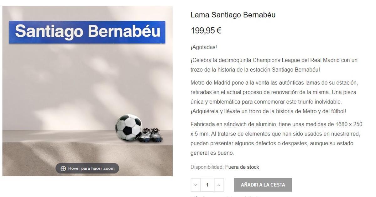 Imagen y descripción de uno de los productos a la venta en la web de Metro.