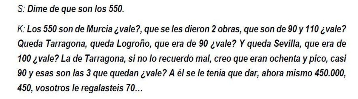 Extracto de la conversación incluida en el informe de la UCO.