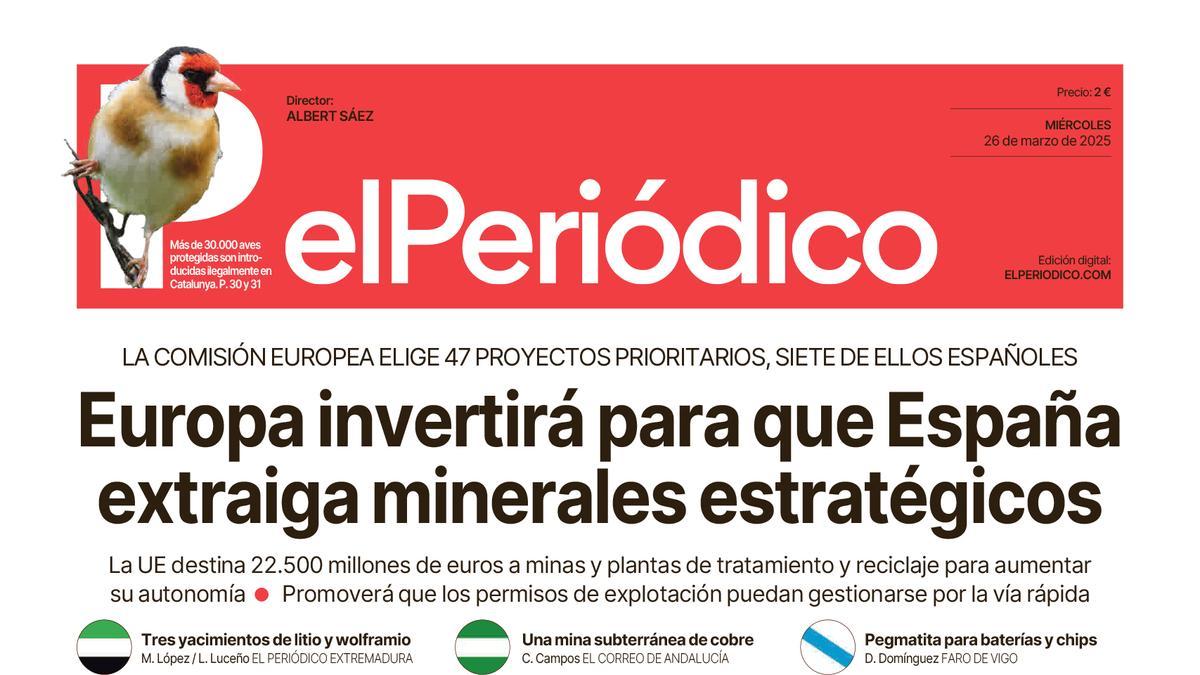 La portada de EL PERIÓDICO del 26 de marzo de 2025