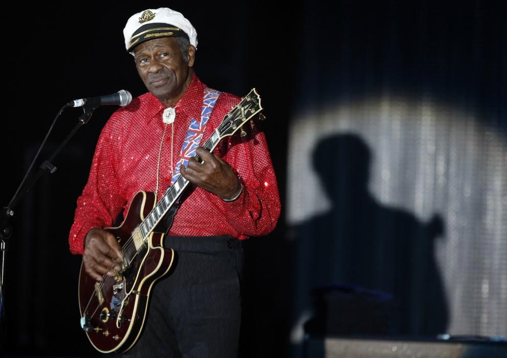 Rock and roll legend Chuck Berry performs during ...