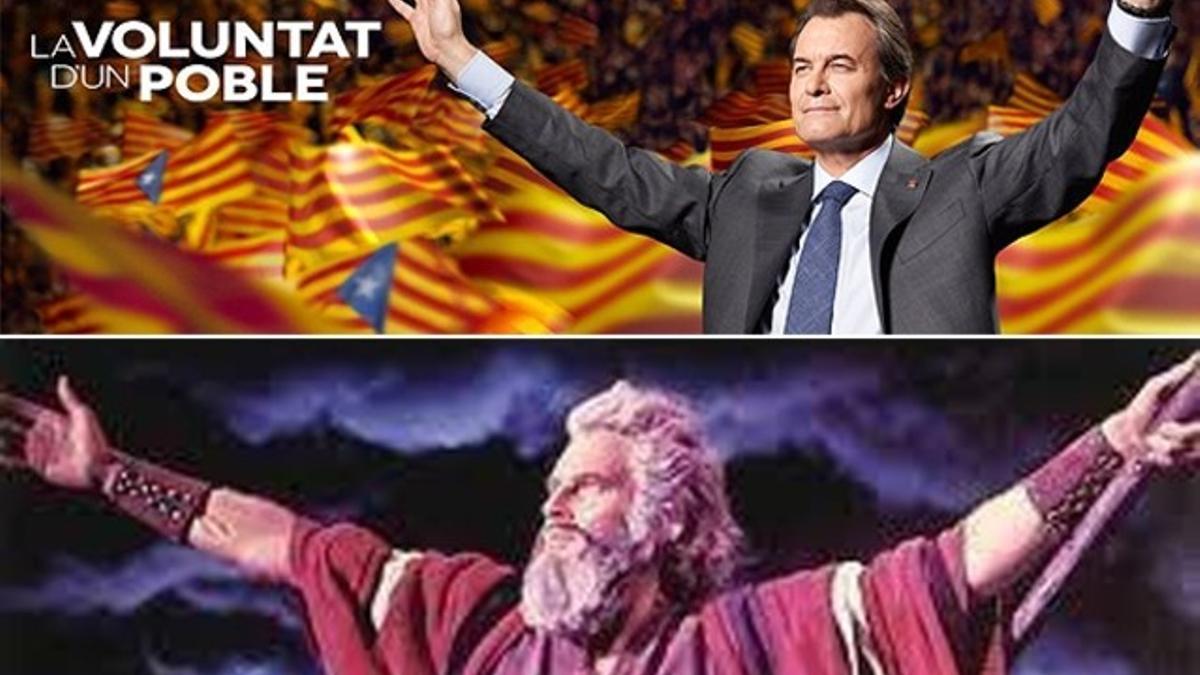 La red compara el cartel electoral de CiU con Moisés