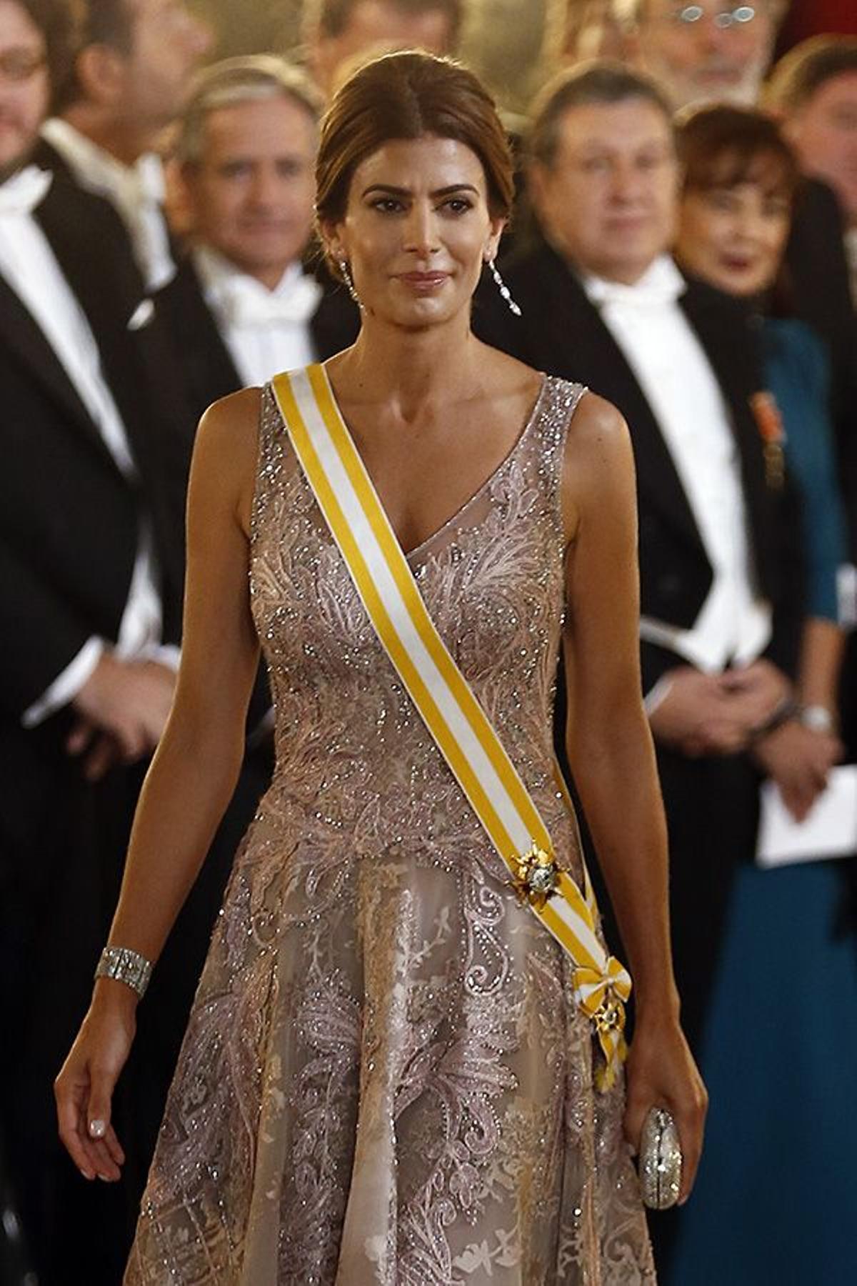 Juliana Awada durante la cena de gala celebrada en el Palacio Real