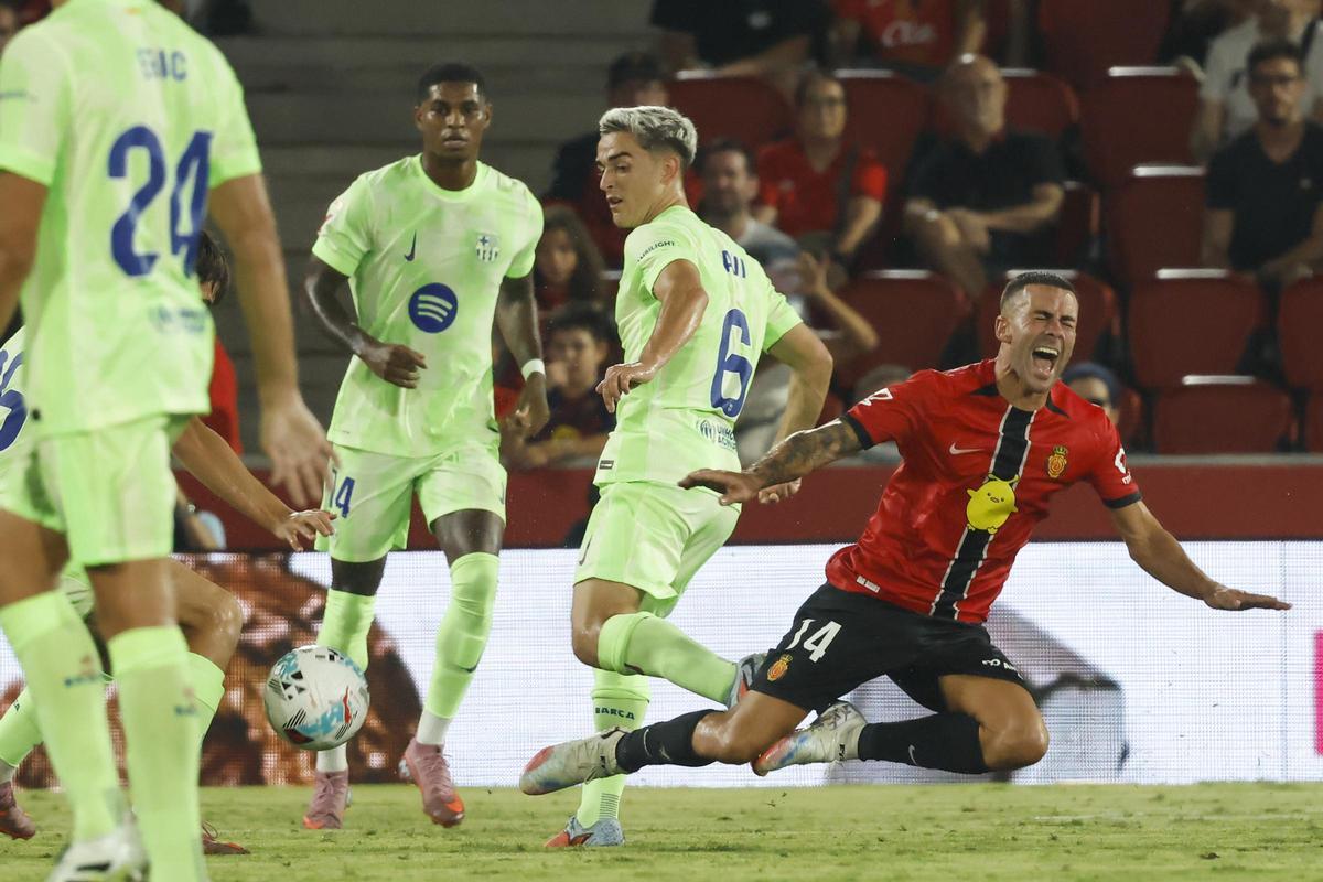 Malloquinista Dani Rodríguez, in the opening match of this season against Barça.