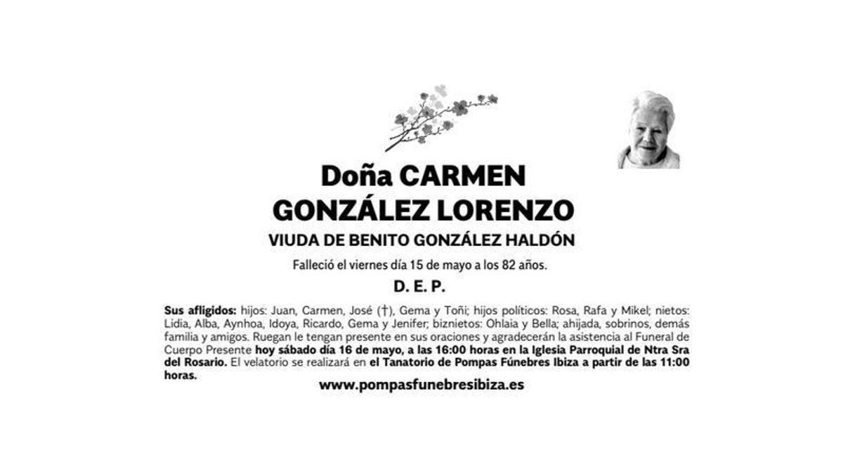 Esquela Carmen González Lorenzo
