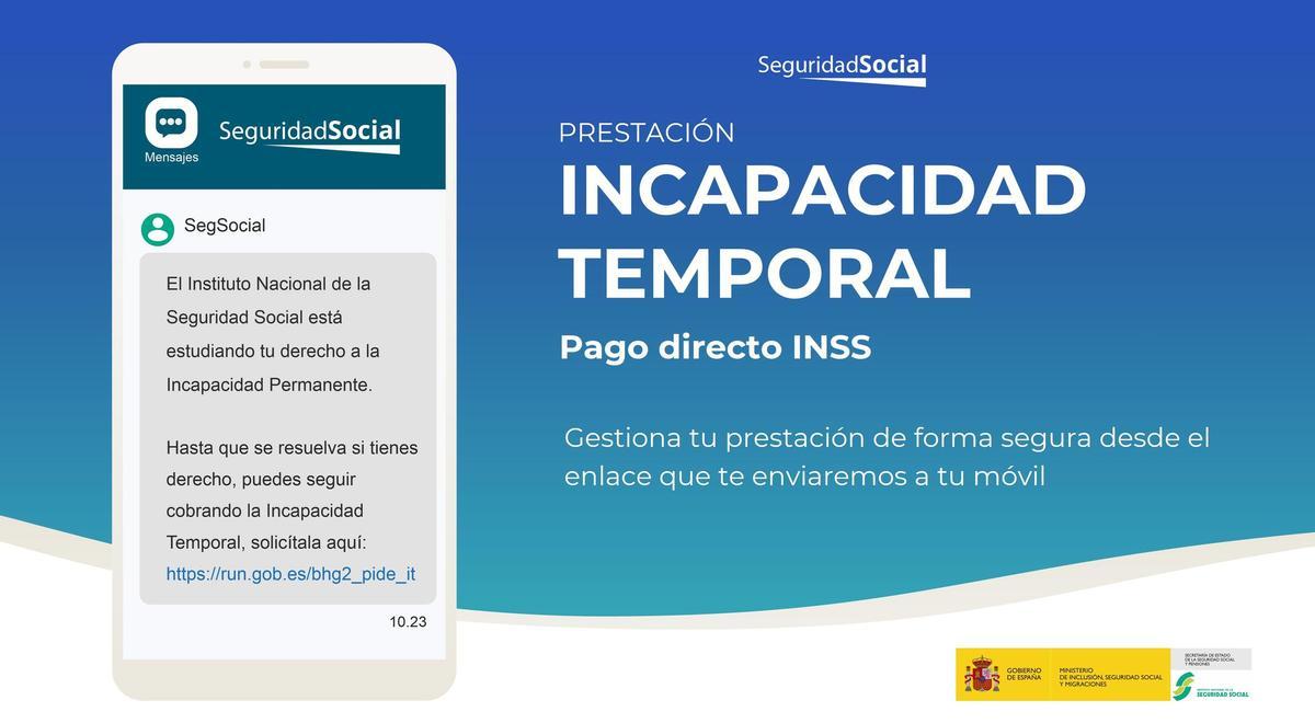 La Seguridad Social manda un SMS para gestionar la prestación por Incapacidad Permanente