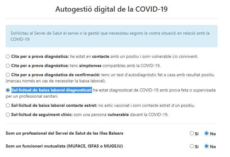 Autogestión digital de la covid-19 para bajas laborales