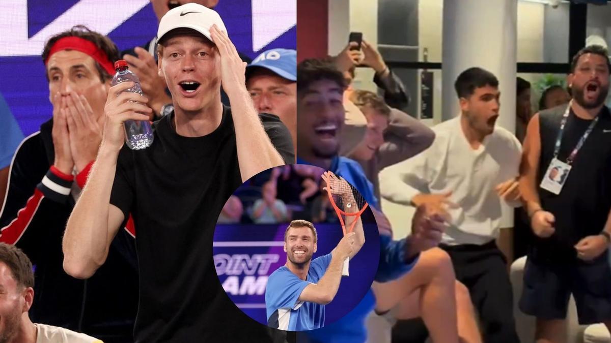 Carlos Alcaraz celebra con entusiasmo la victoria de Jordan Smith en el Million Dollar 1 Point Slam 2026