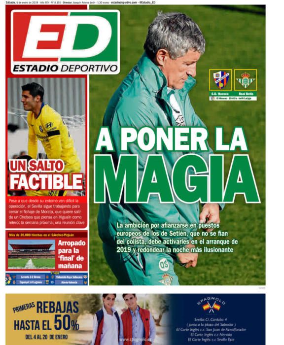 Portada ESTADIO DEPORTIVO sábado 5 enero 2019