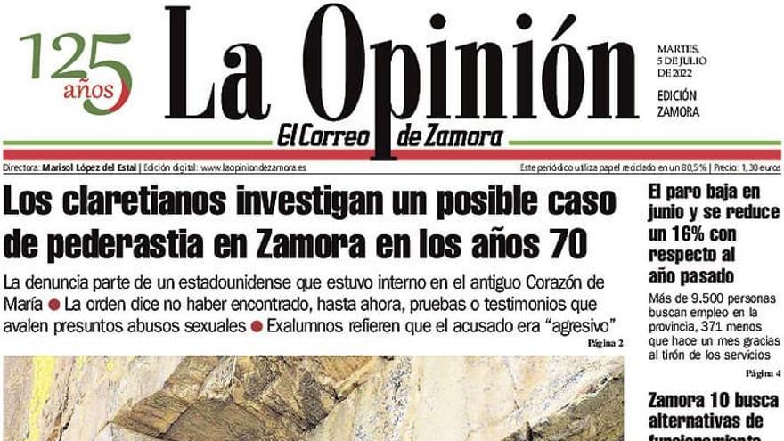 Los titulares del martes en Zamora