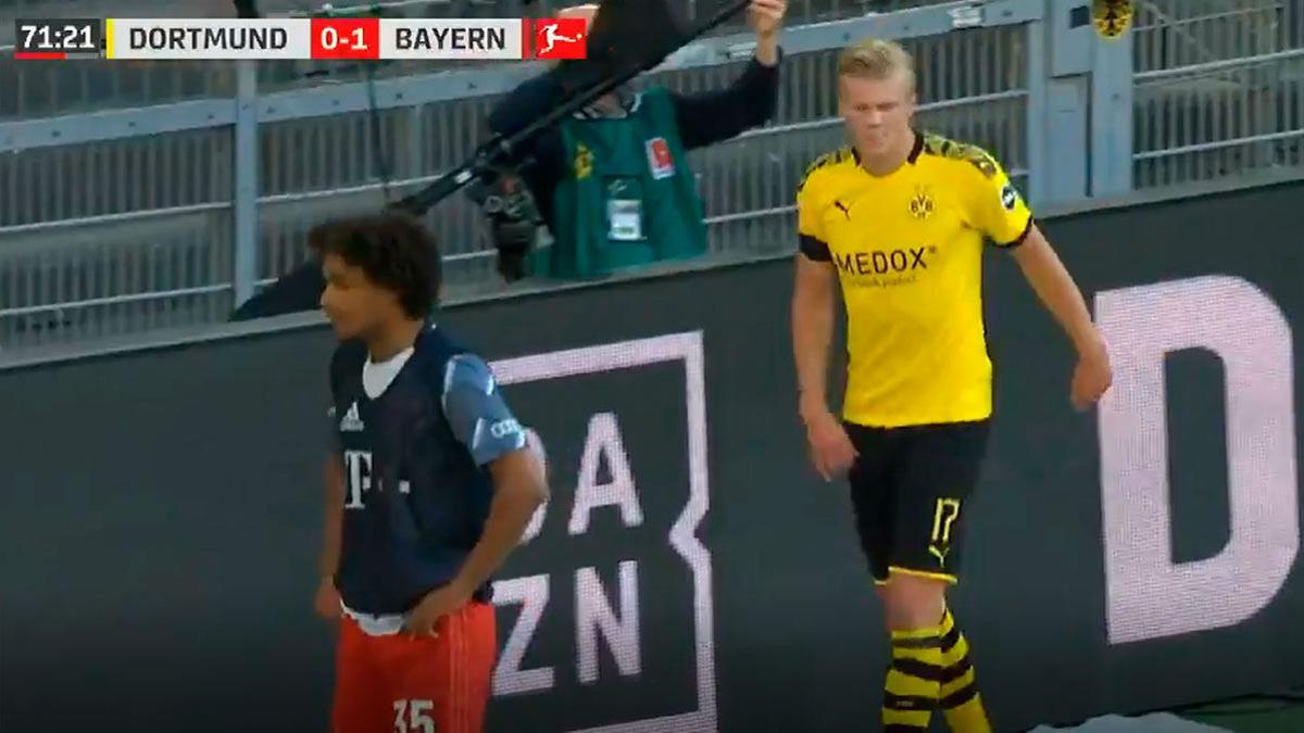 Haaland no pudo terminar el encuentro ante el Bayern