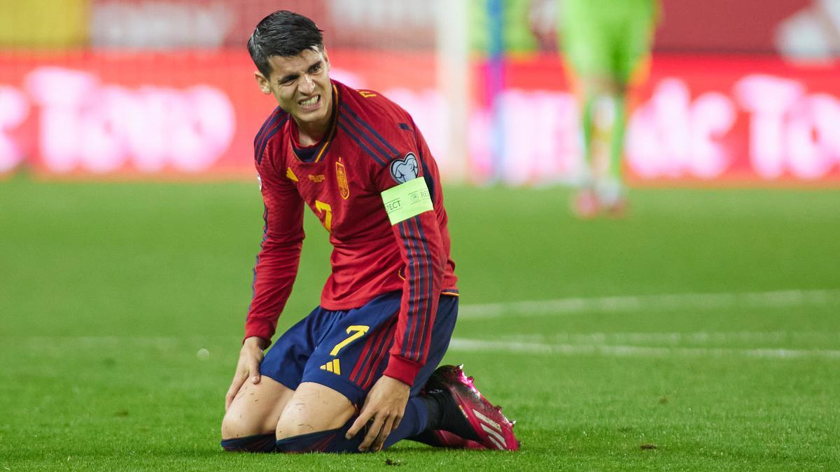 El capitán de España, Álvaro Morata, durante el partido contra Noruega del sábado.