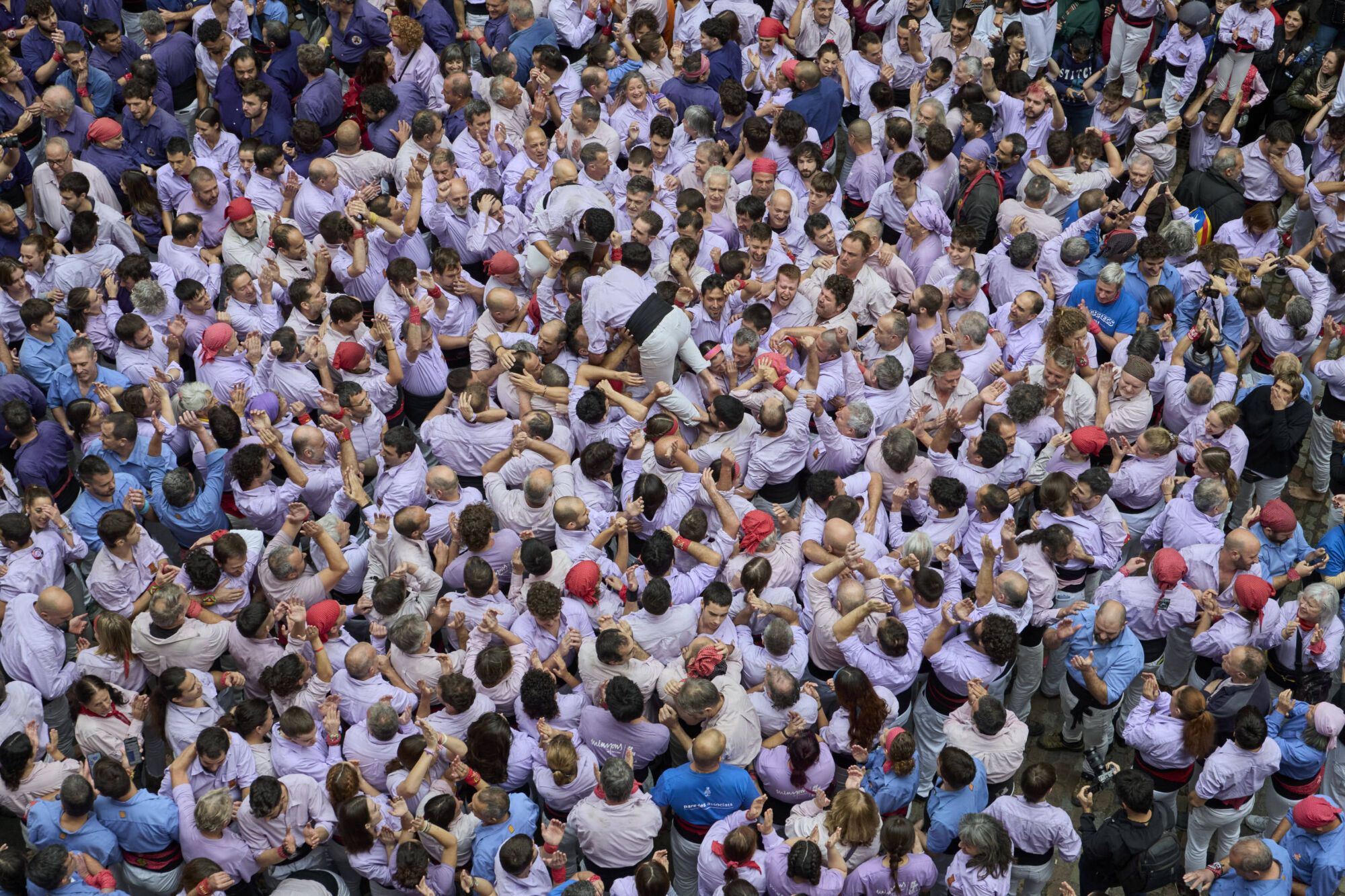 Diada Cartelera amb Els Marrecs de Salt, Capgrossos i Minyons de Terrassa a la plaça del Vi.
