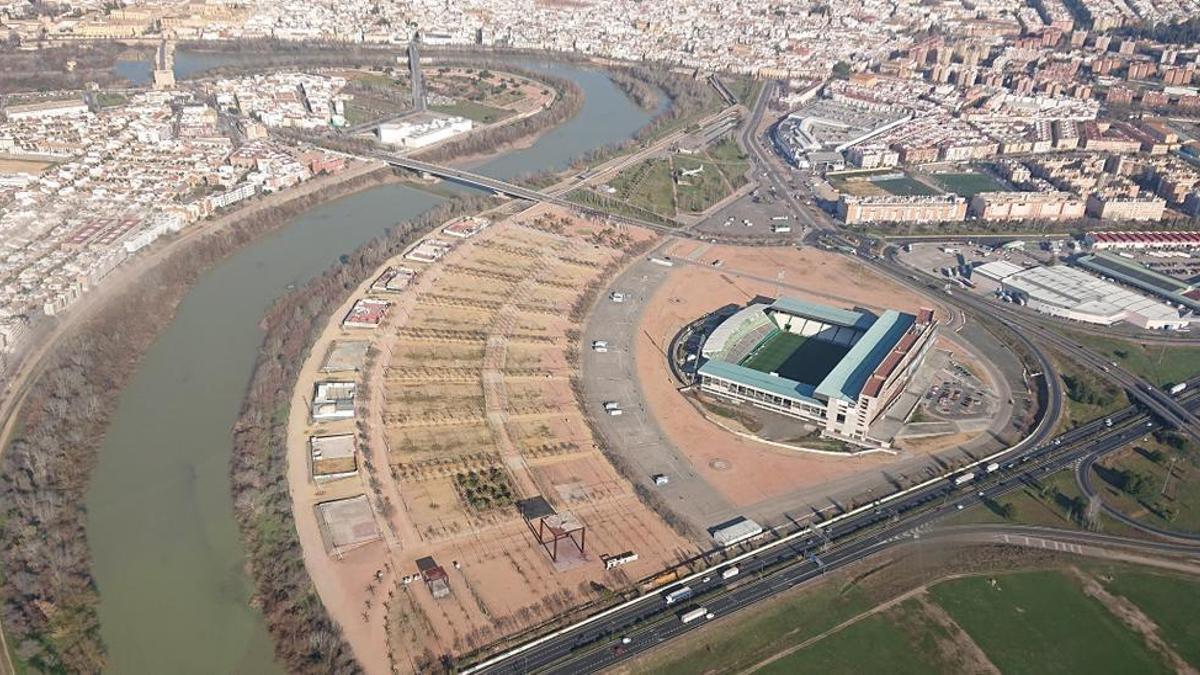 Vista aérea del estadio El Arcángel.