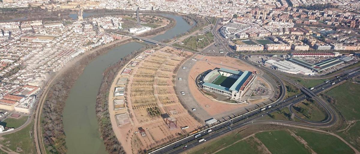 Vista aérea del estadio El Arcángel.