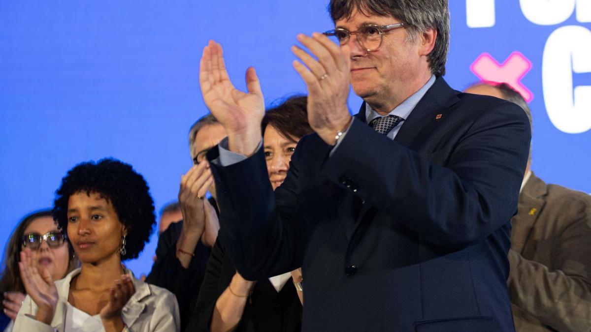 Carles Puigdemont, la nit electoral del 12 de maig. | GLÒRIA SÁNCHEZ / EUROPA PRESS