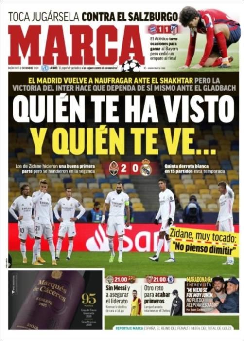 Portada MARCA miércoles 2 diciembre 2020