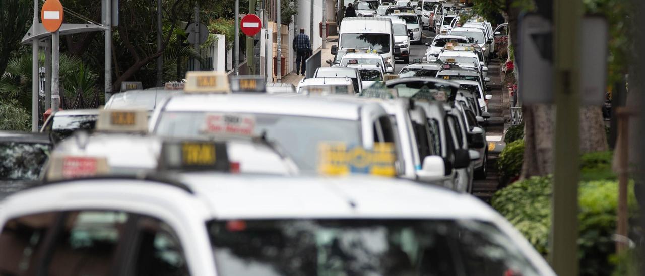 Manifestación de taxistas en Santa Cruz.