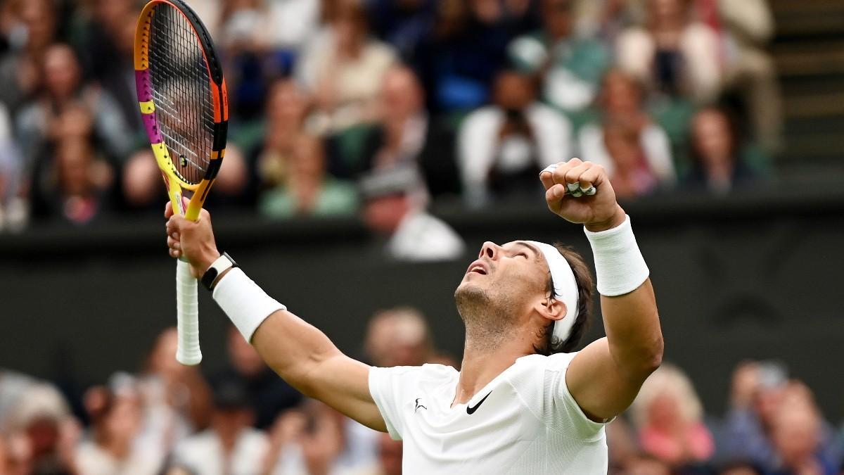 Nadal celebra su victoria ante Berankis