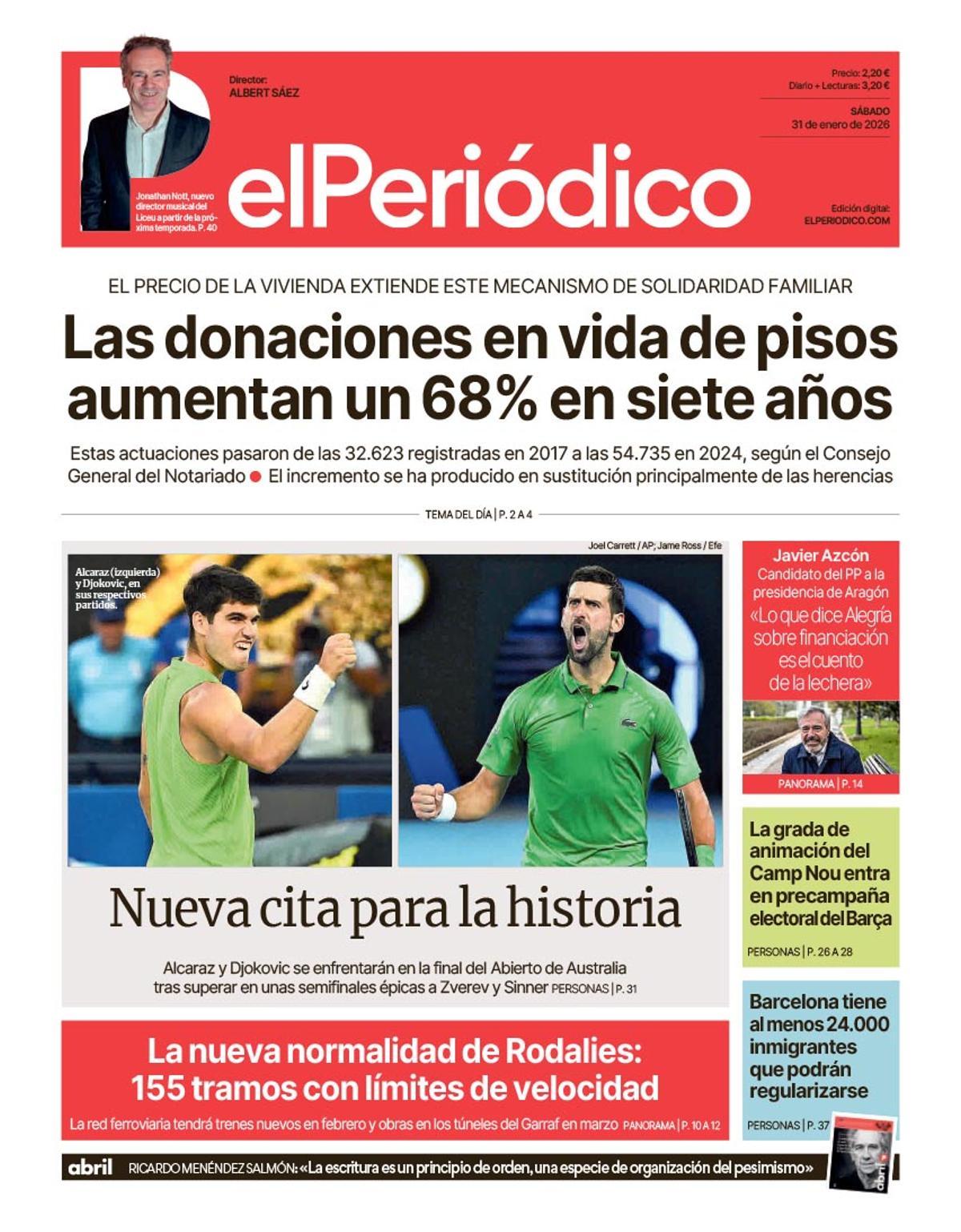 La portada de EL PERIÓDICO del 31 de enero de 2026