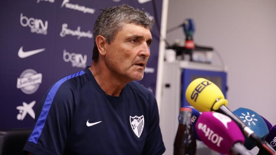 Juande Ramos, en la sala de prensa del Ciudad de Málaga.