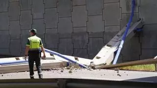 Susto en Villagodio: cae parte de la estructura de un puente de la A-66 sobre la N-122