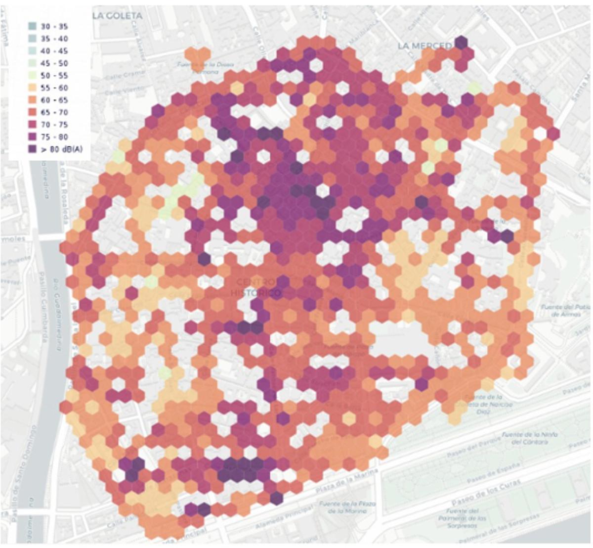 Mapa colaborativo del ruido obtenido.