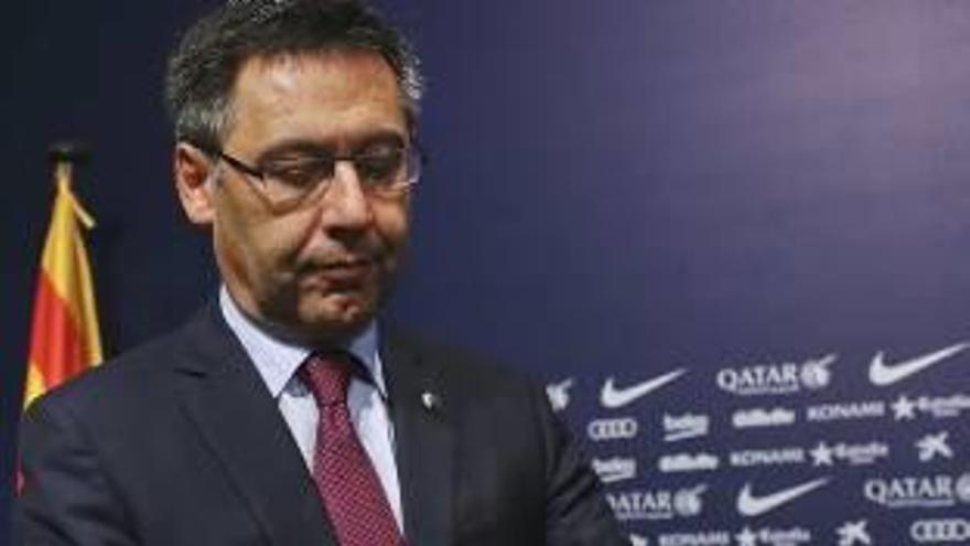 Josep Maria Bartomeu va parlar ahir en roda de premsa.