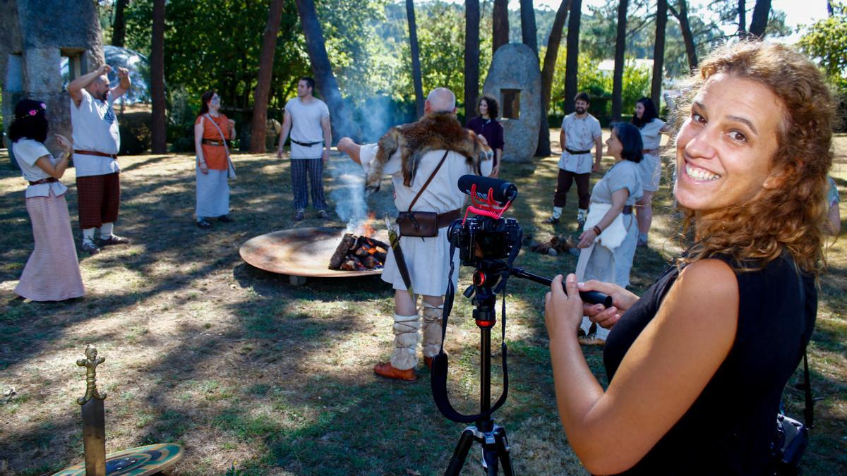 Antonia Peña durante la grabación de los ritos celtas en la Fundación Manolo Paz.