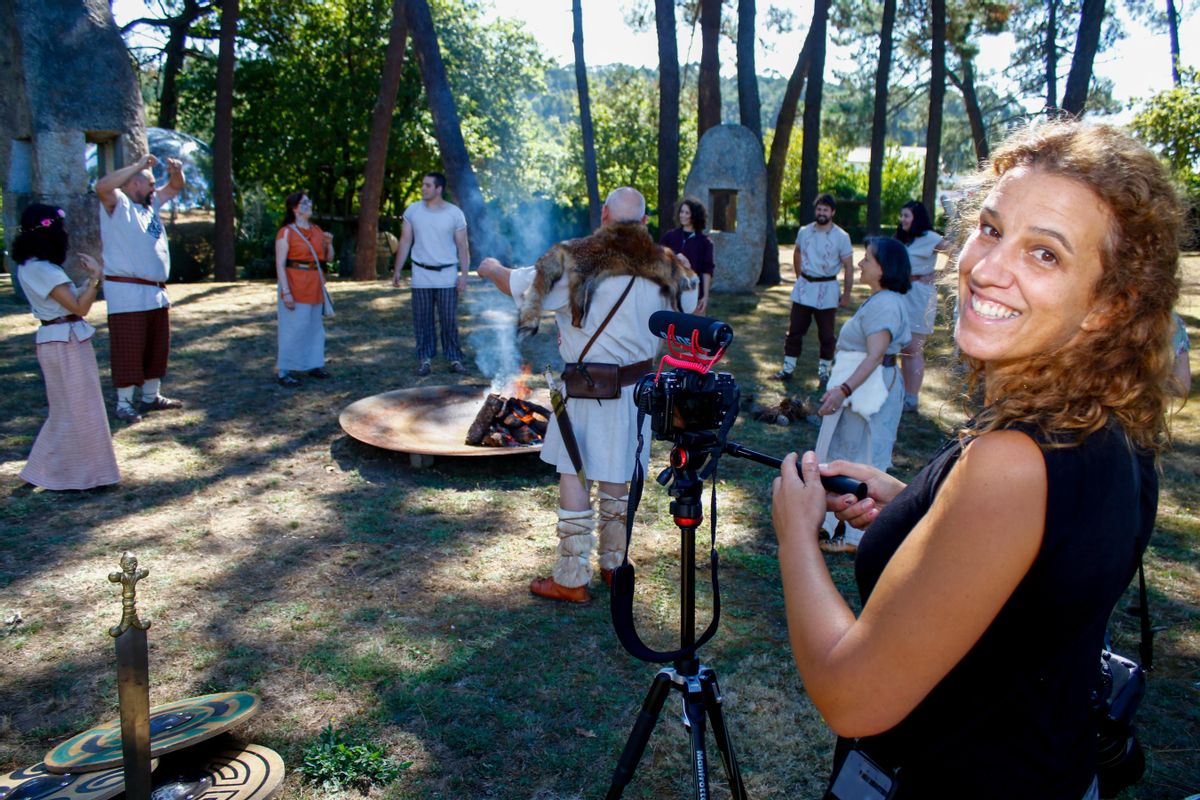 Antonia Peña durante la grabación de los ritos celtas en la Fundación Manolo Paz.