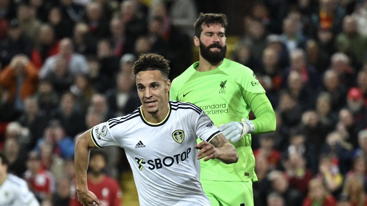 Rodrigo Moreno celebra su gol al Liverpool