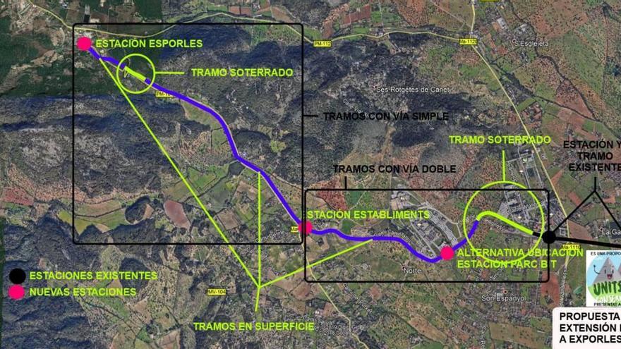 Proponen al Govern alargar el metro en superficie desde la UIB hasta Esporles