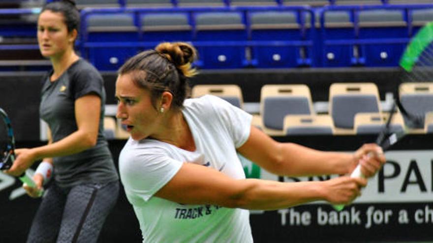 Sara Sorribes, en el entrenamiento de este martes