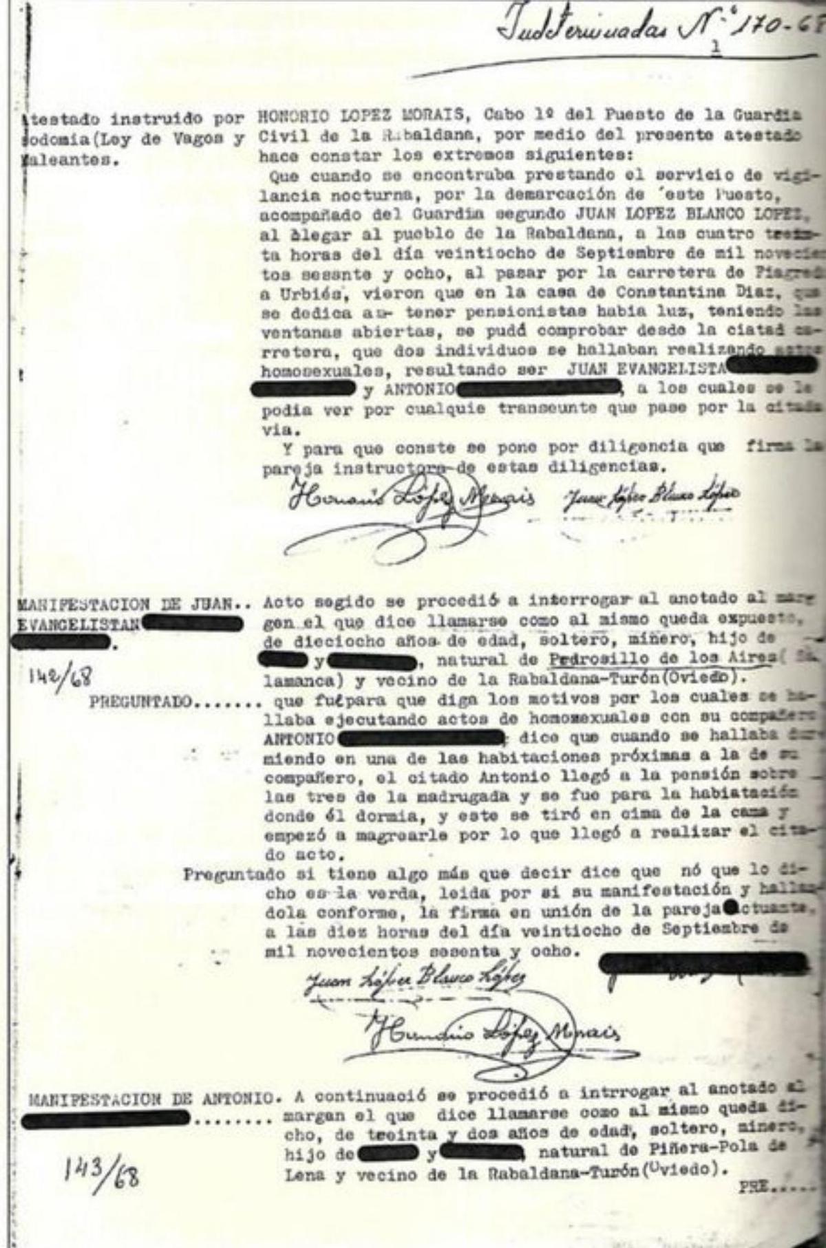 Partes de una de las sentencias.