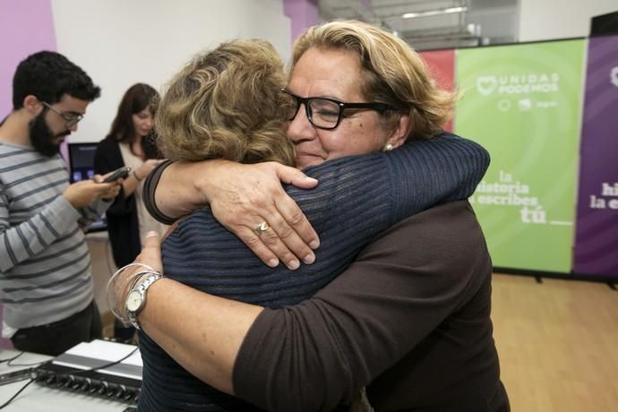 28.04.19. Las Palmas de Gran Canaria.Las diputadas electas de Unidas Podemos, Victoria Rosell y Meri Pita, comparecen ante la prensa tras los resultados obtenidos. Sede de Unidas Podemos en Las Palmas de Gran Canaria.  Foto Quique Curbelo  | 28/04/2019 | Fotógrafo: Quique Curbelo