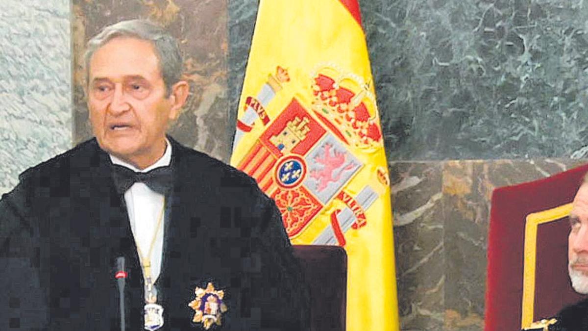 Francisco Marín Castán, en el acto de apertura del año judicial 2023-24, ante la mirada del Rey.